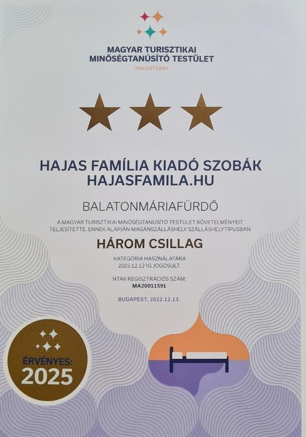 Hajas Familia Kiado Szobak Balatonmáriafürdő Buitenkant foto
